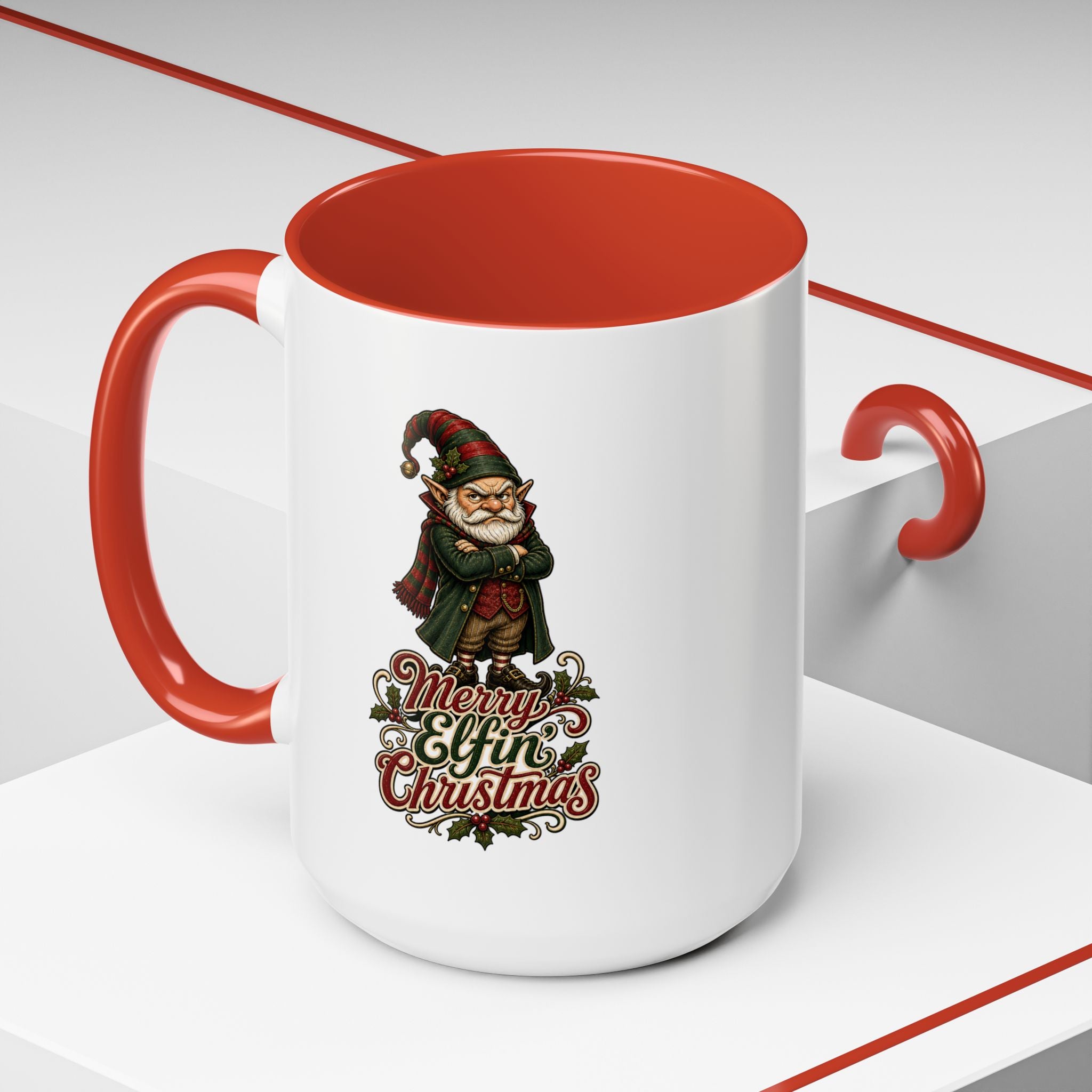 Merry Elfin' Christmas Accent Coffee Mug (11, 15oz)