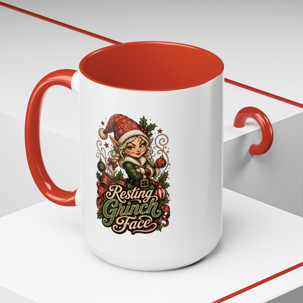 Resting Grinch Face Accent Coffee Mug (11, 15oz)