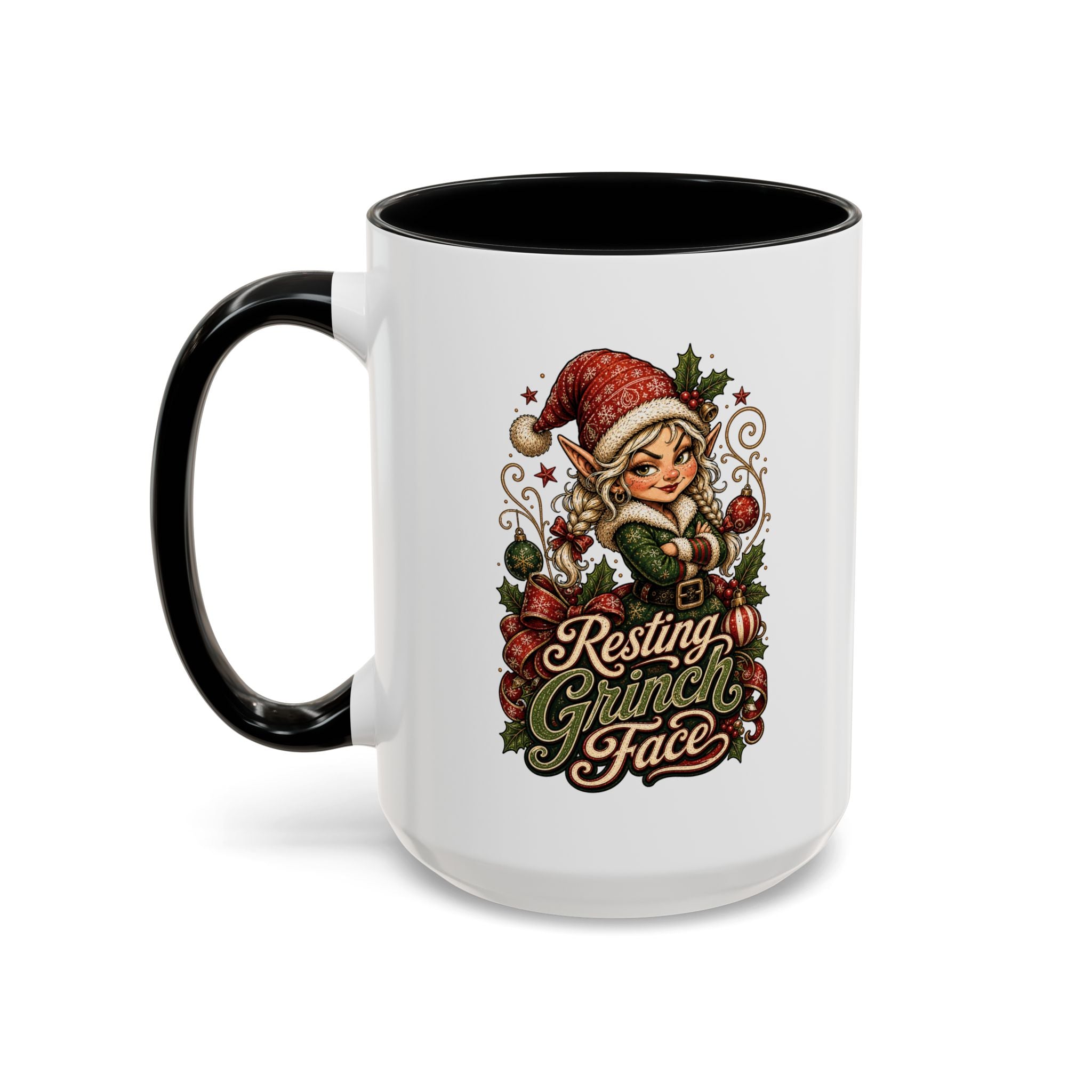 Resting Grinch Face Accent Coffee Mug (11, 15oz)
