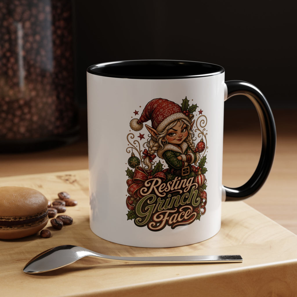 Resting Grinch Face Accent Coffee Mug (11, 15oz)
