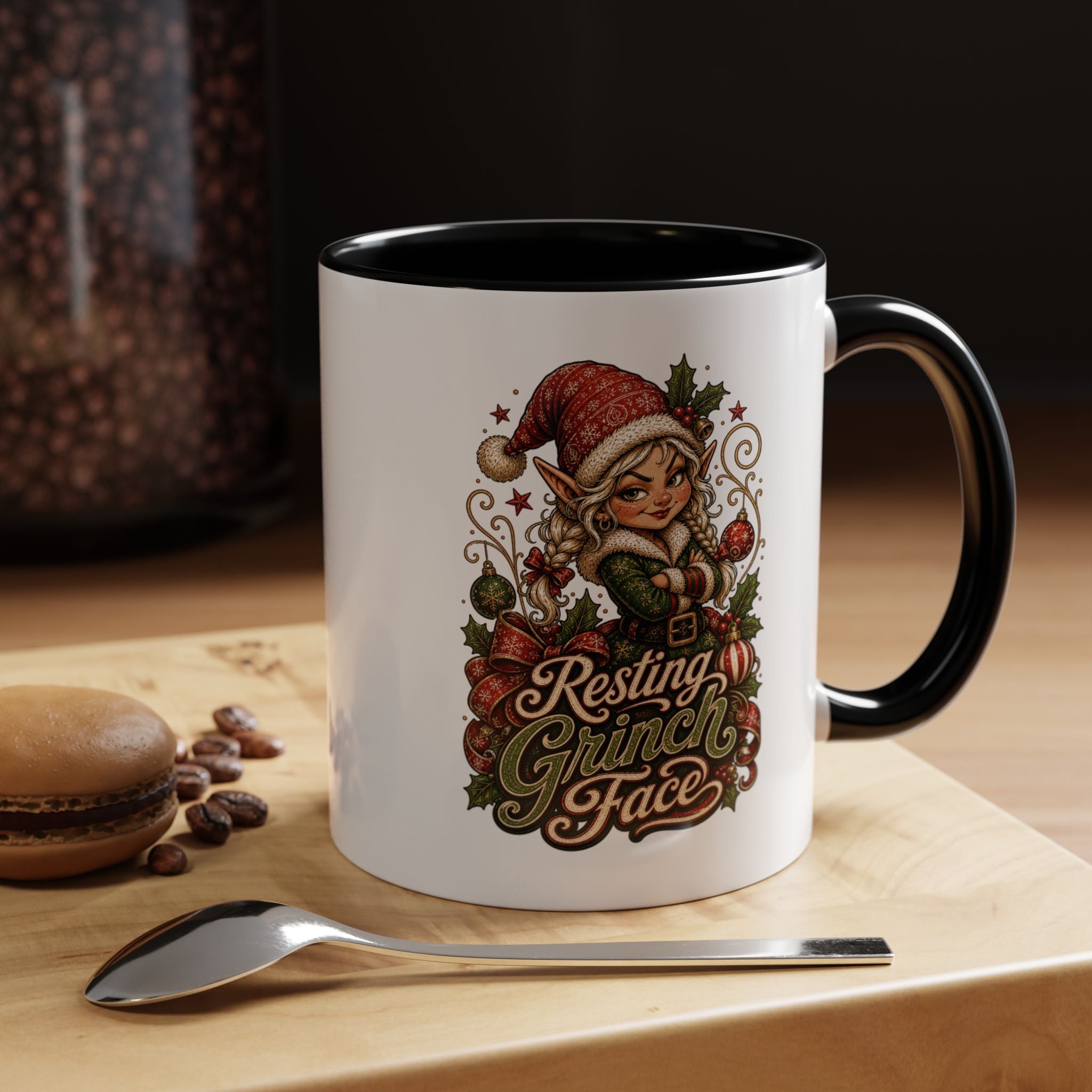 Resting Grinch Face Accent Coffee Mug (11, 15oz)