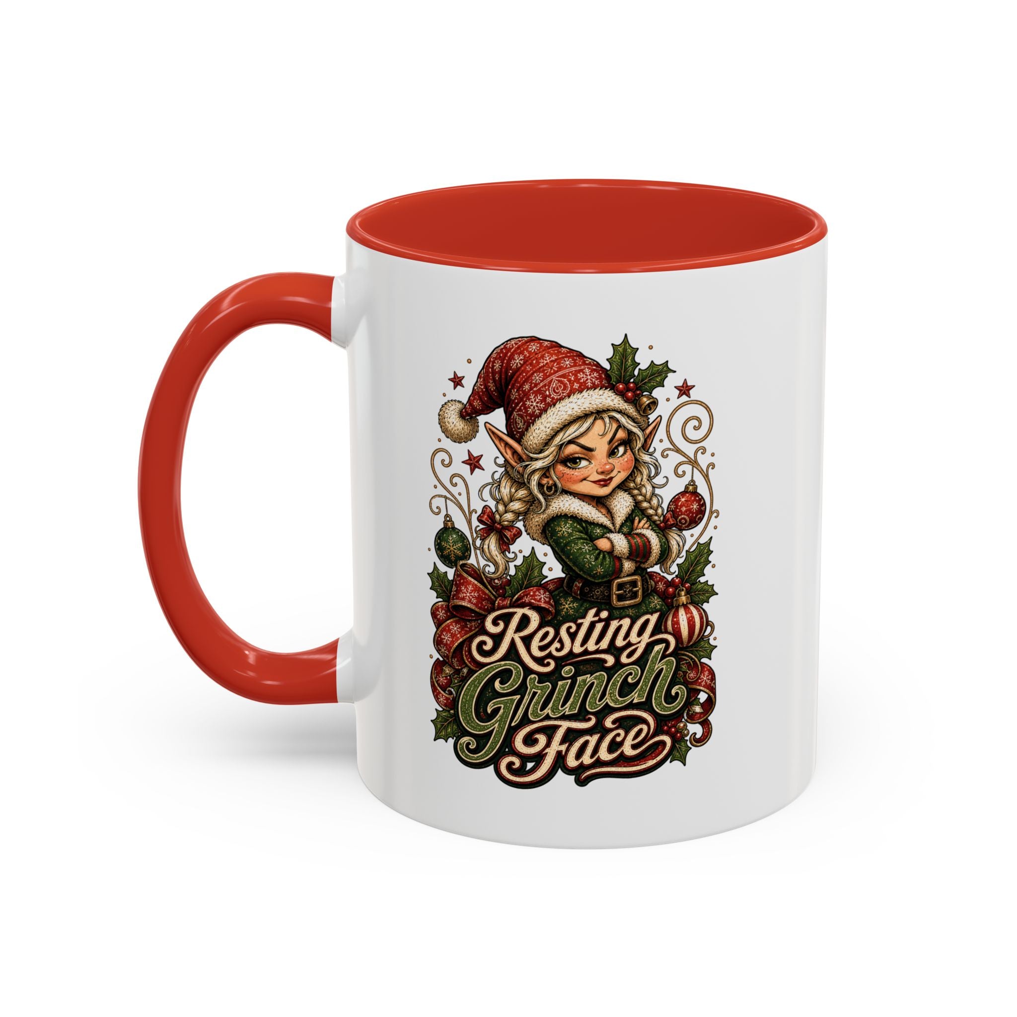 Resting Grinch Face Accent Coffee Mug (11, 15oz)