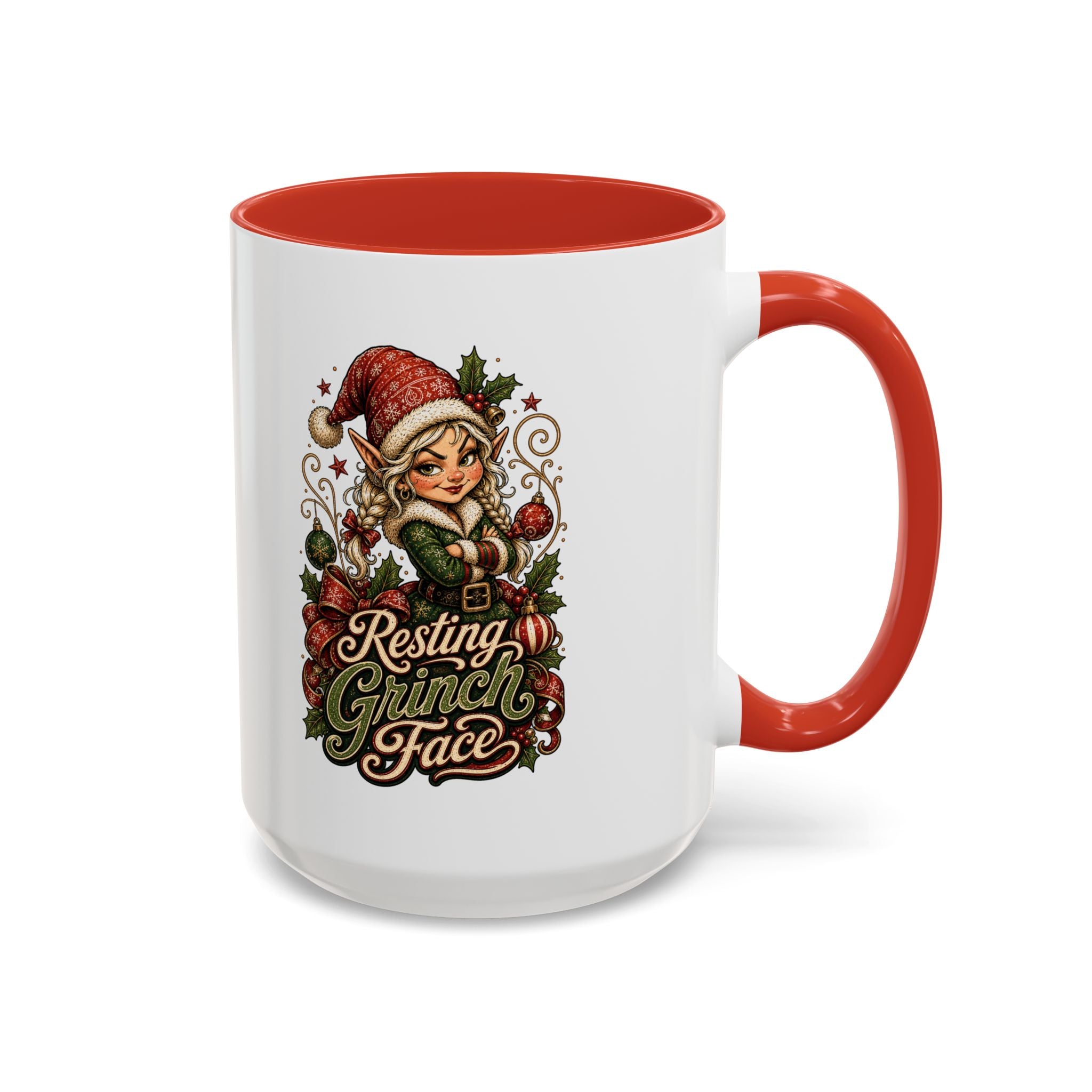 Resting Grinch Face Accent Coffee Mug (11, 15oz)