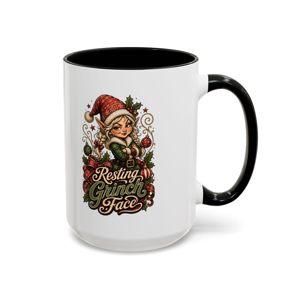 Resting Grinch Face Accent Coffee Mug (11, 15oz)