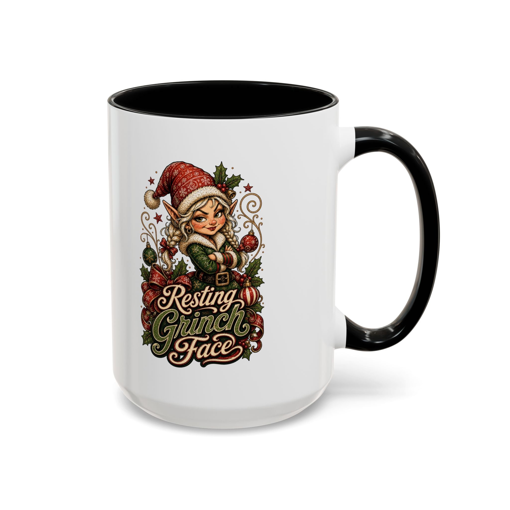 Resting Grinch Face Accent Coffee Mug (11, 15oz)