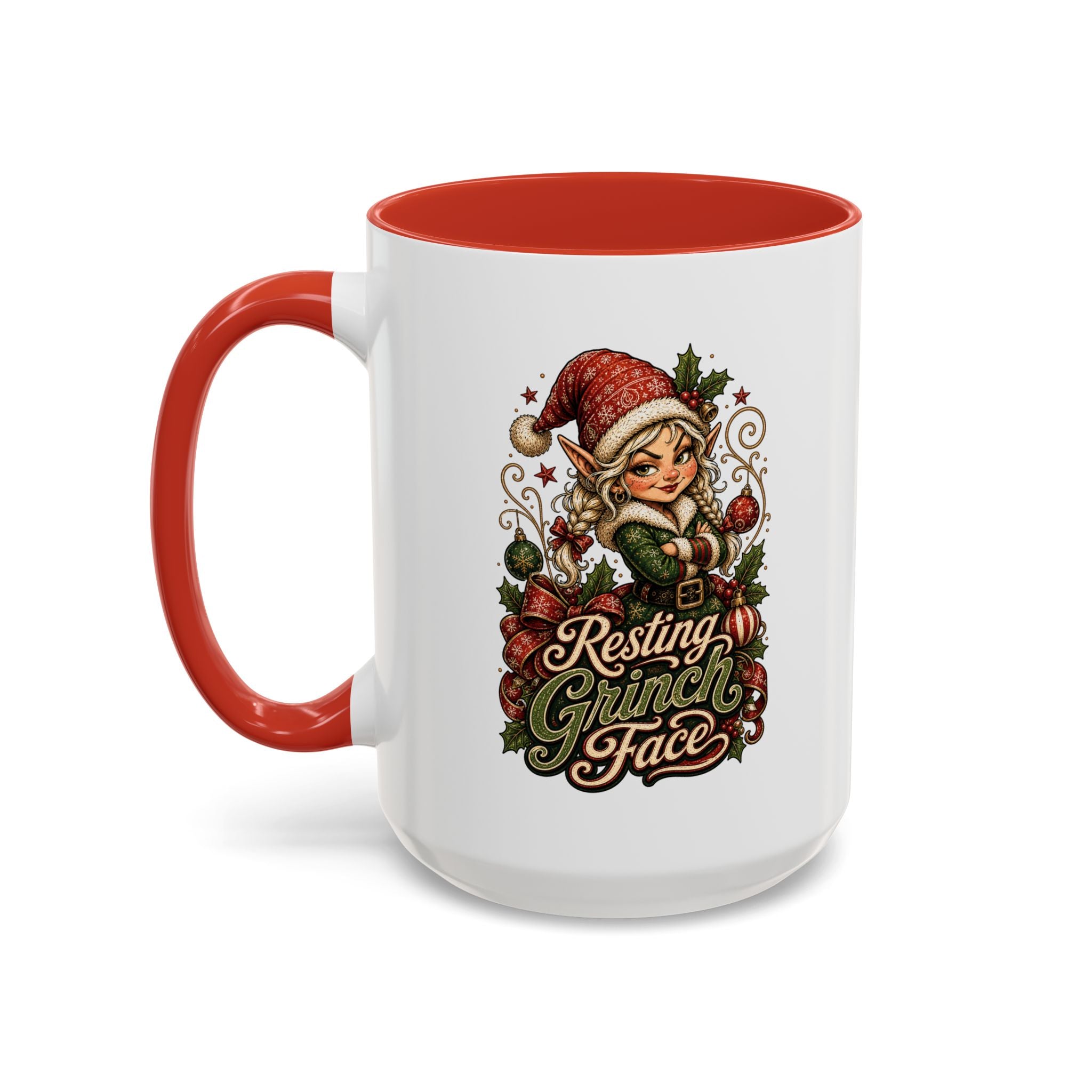 Resting Grinch Face Accent Coffee Mug (11, 15oz)