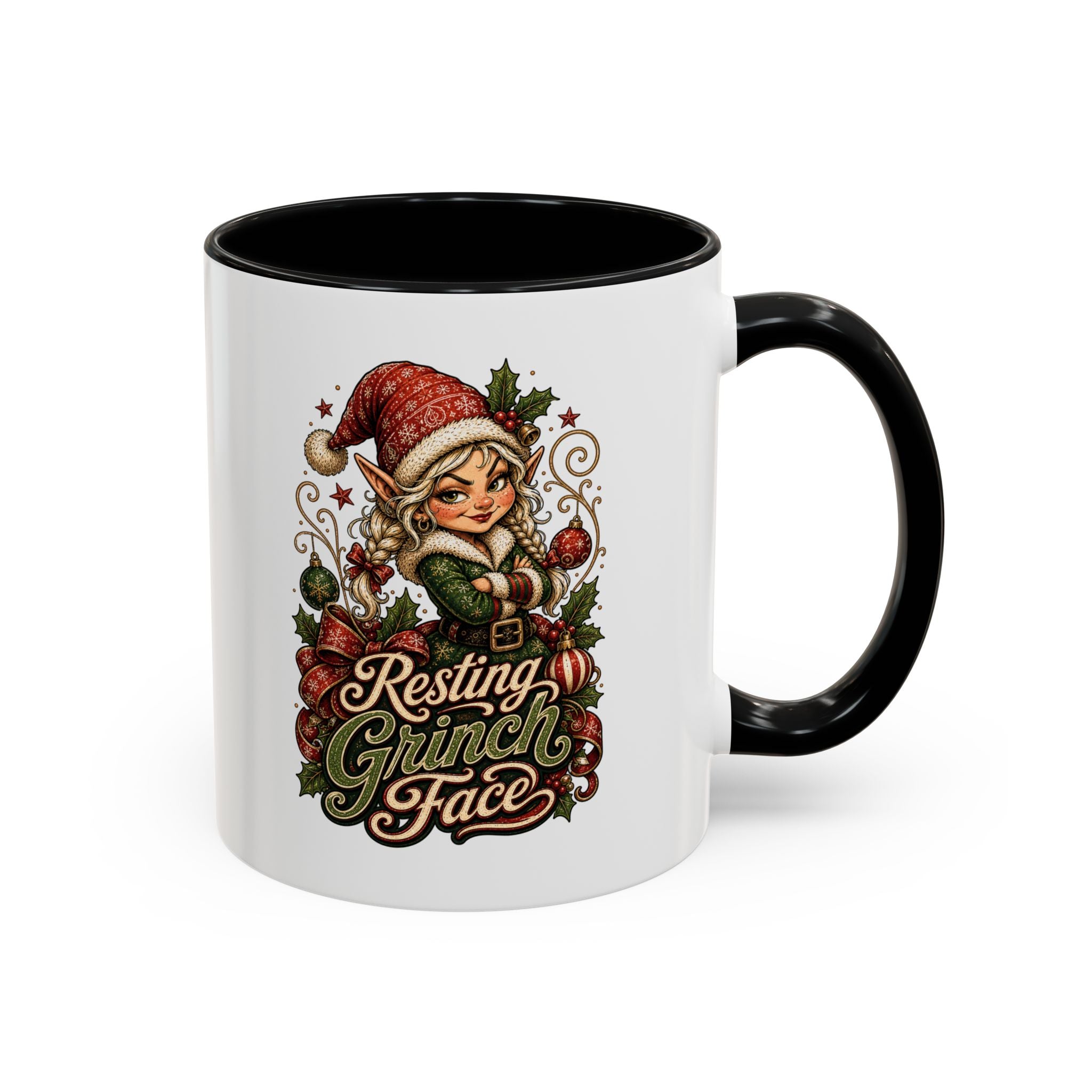 Resting Grinch Face Accent Coffee Mug (11, 15oz)
