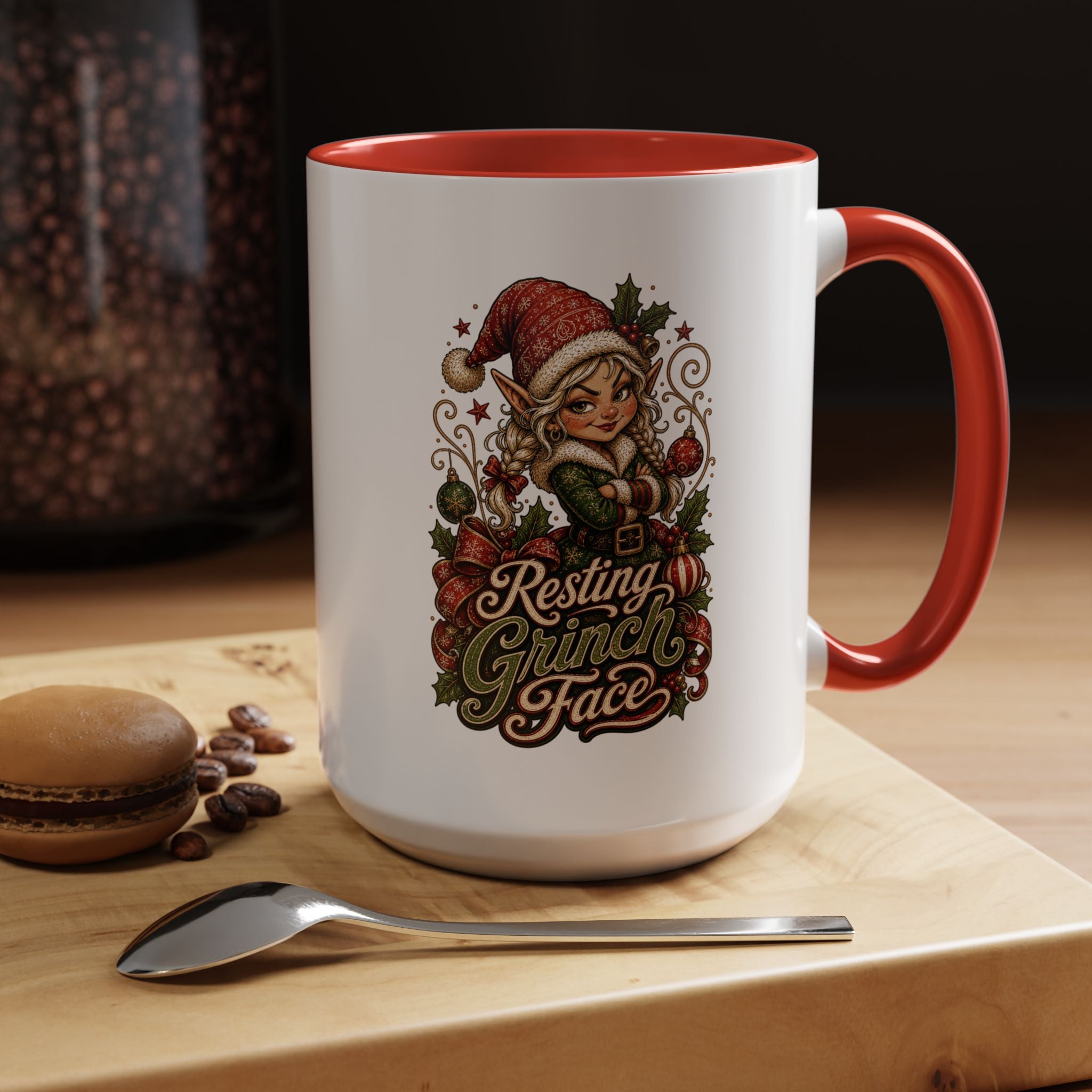 Resting Grinch Face Accent Coffee Mug (11, 15oz)