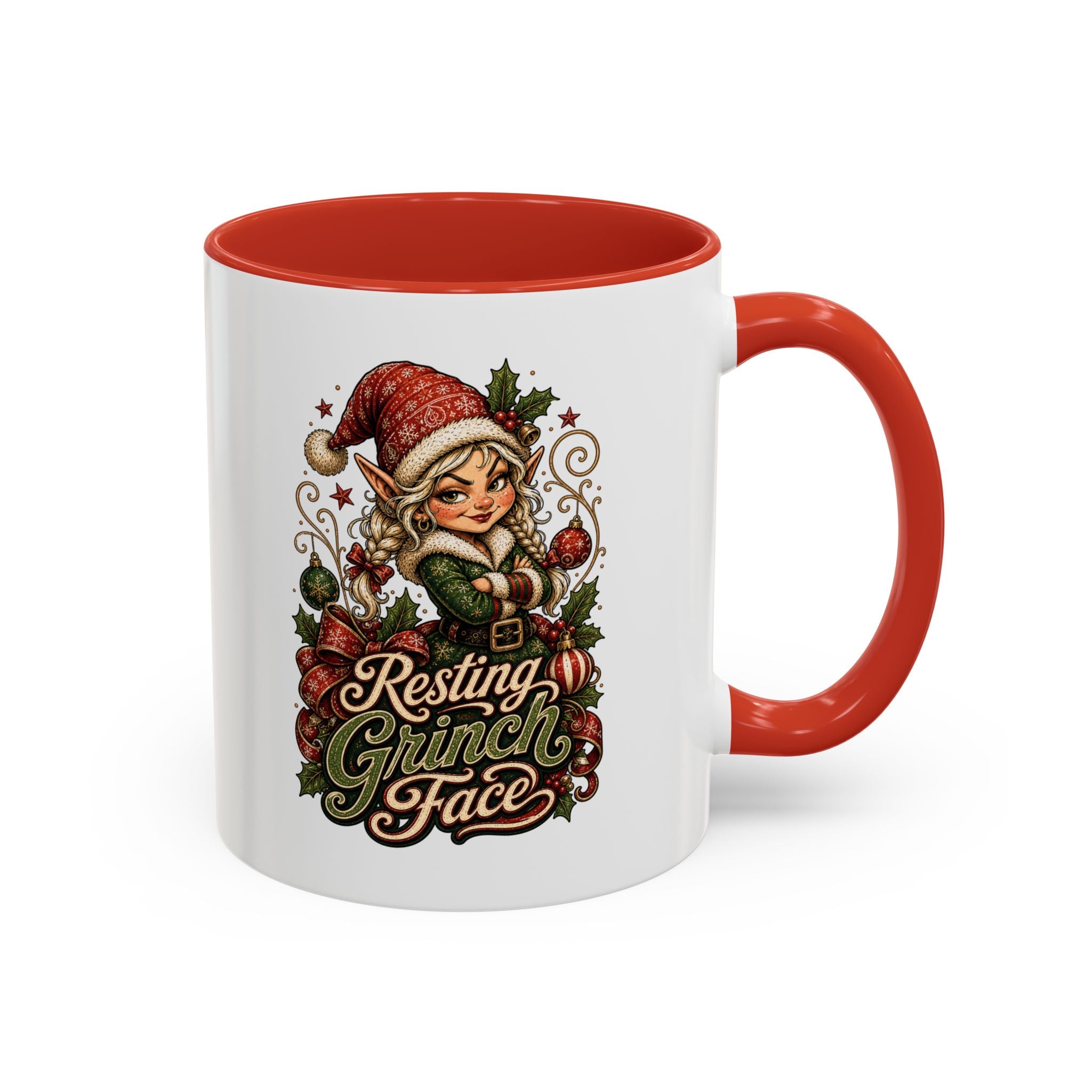 Resting Grinch Face Accent Coffee Mug (11, 15oz)