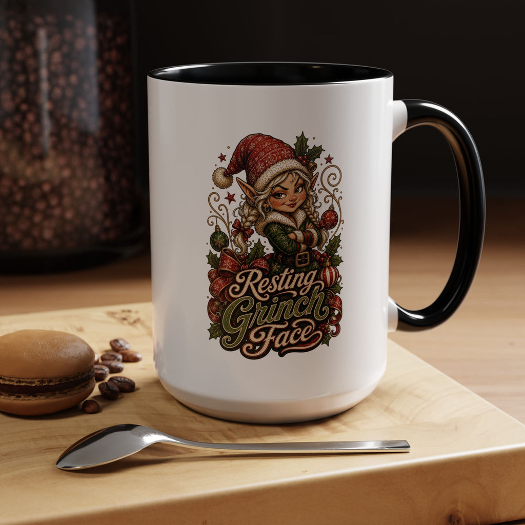 Resting Grinch Face Accent Coffee Mug (11, 15oz)