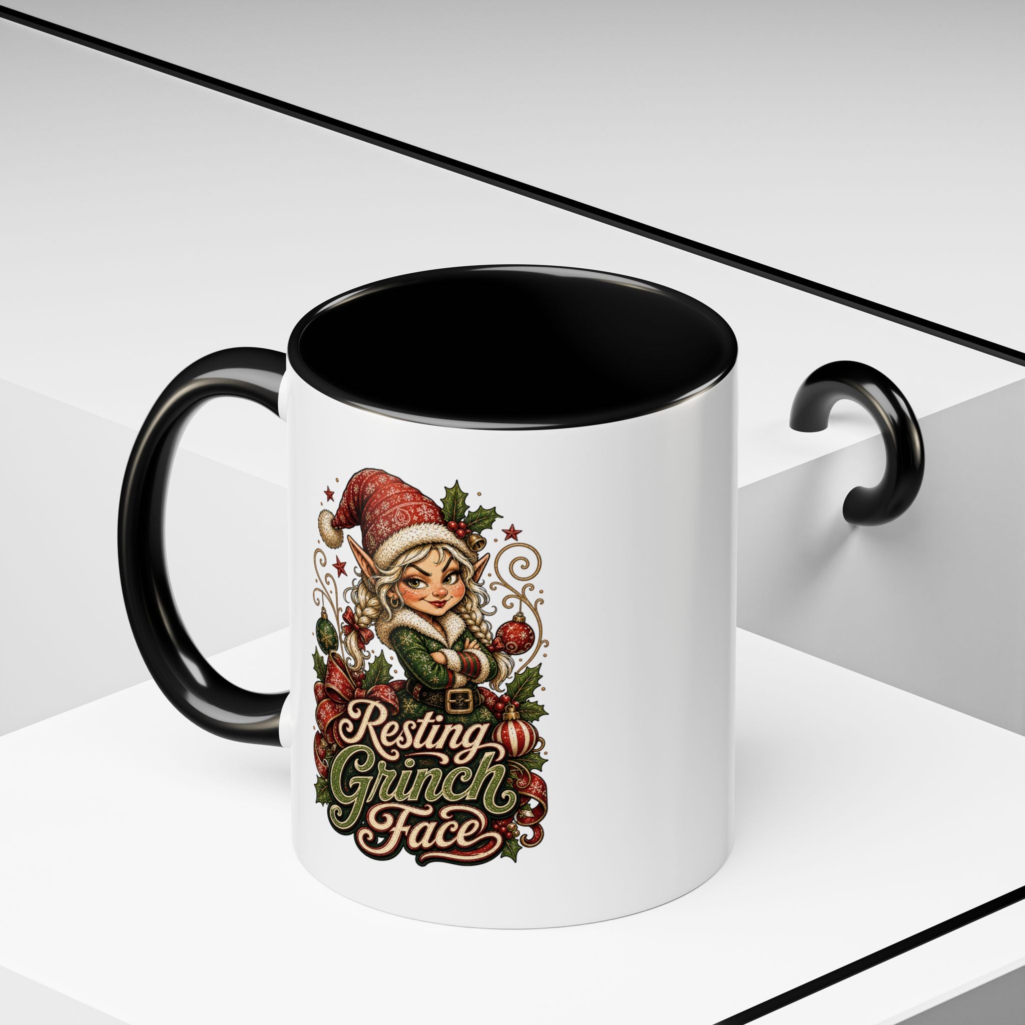 Resting Grinch Face Accent Coffee Mug (11, 15oz)