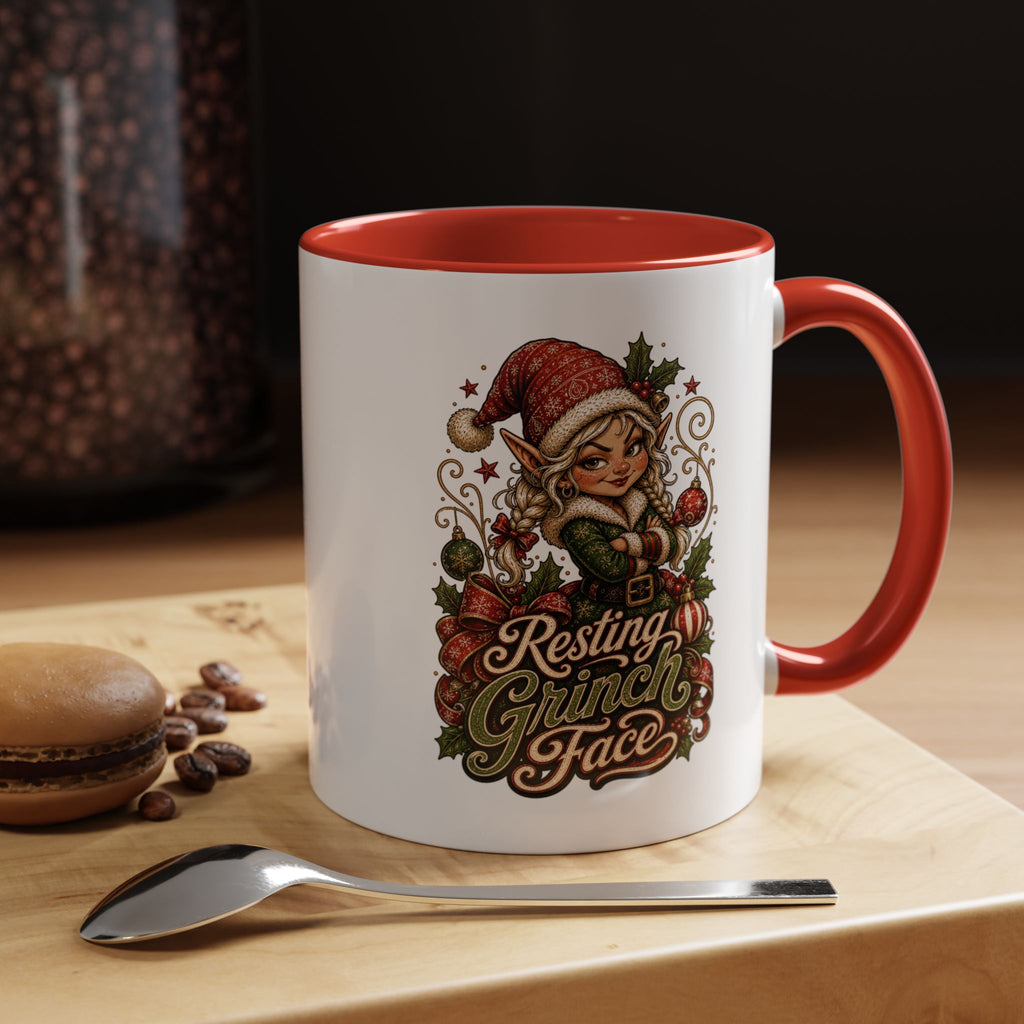 Resting Grinch Face Accent Coffee Mug (11, 15oz)