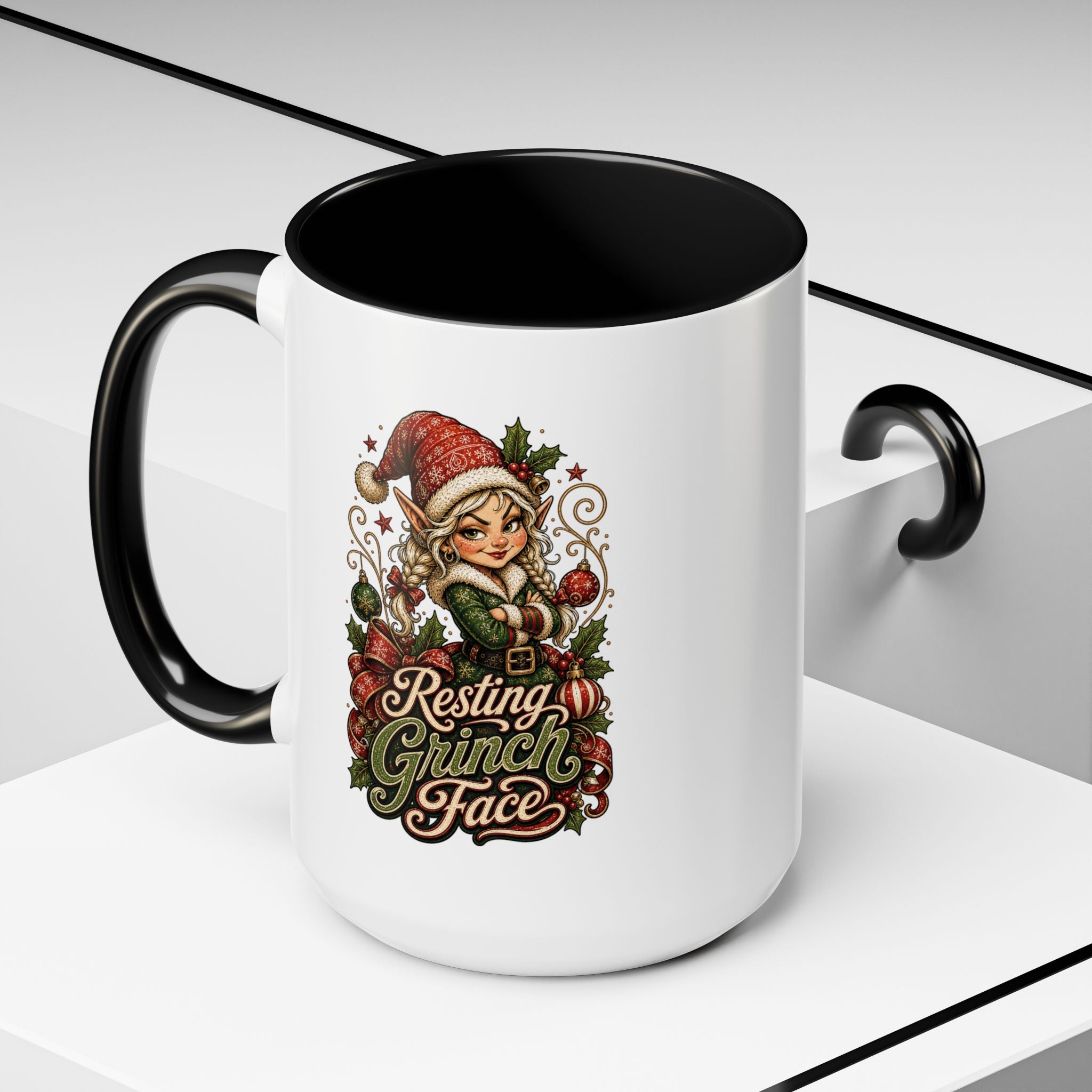 Resting Grinch Face Accent Coffee Mug (11, 15oz)